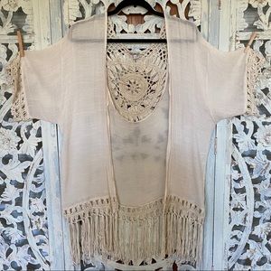 Bottlette Cream Kimono Macrame Kimono 1XL